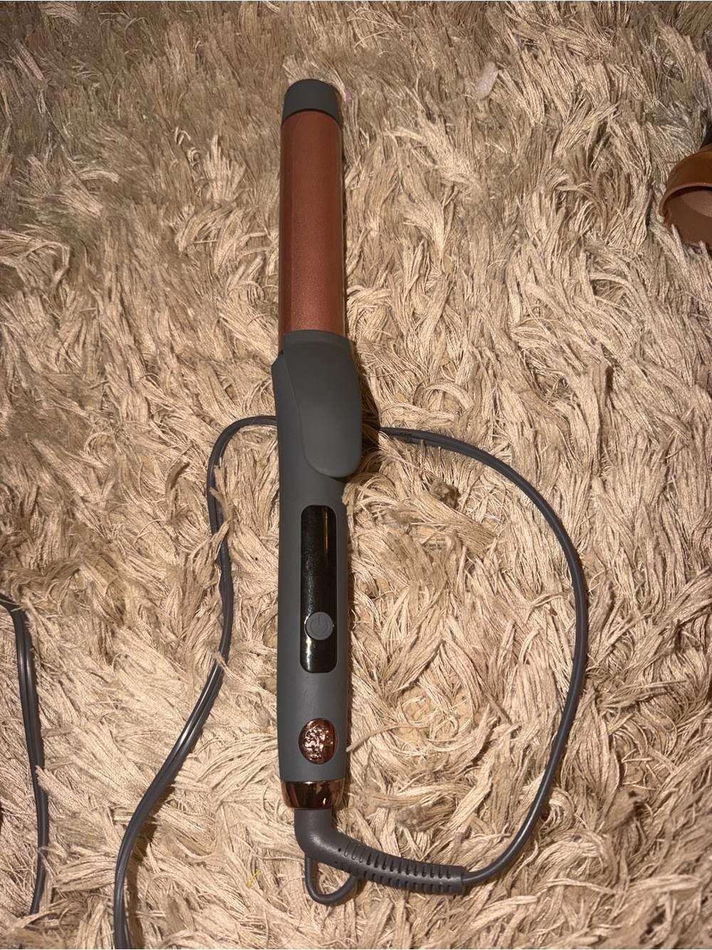 Gray and Brown Ceramic Curling Wand — Sleek Travel Styling Tool